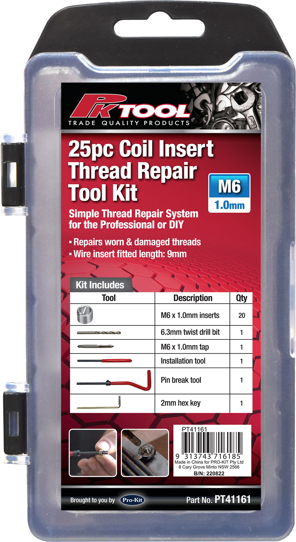 25pc M6 COIL INSERT THREAD REPAIR TOOL SET