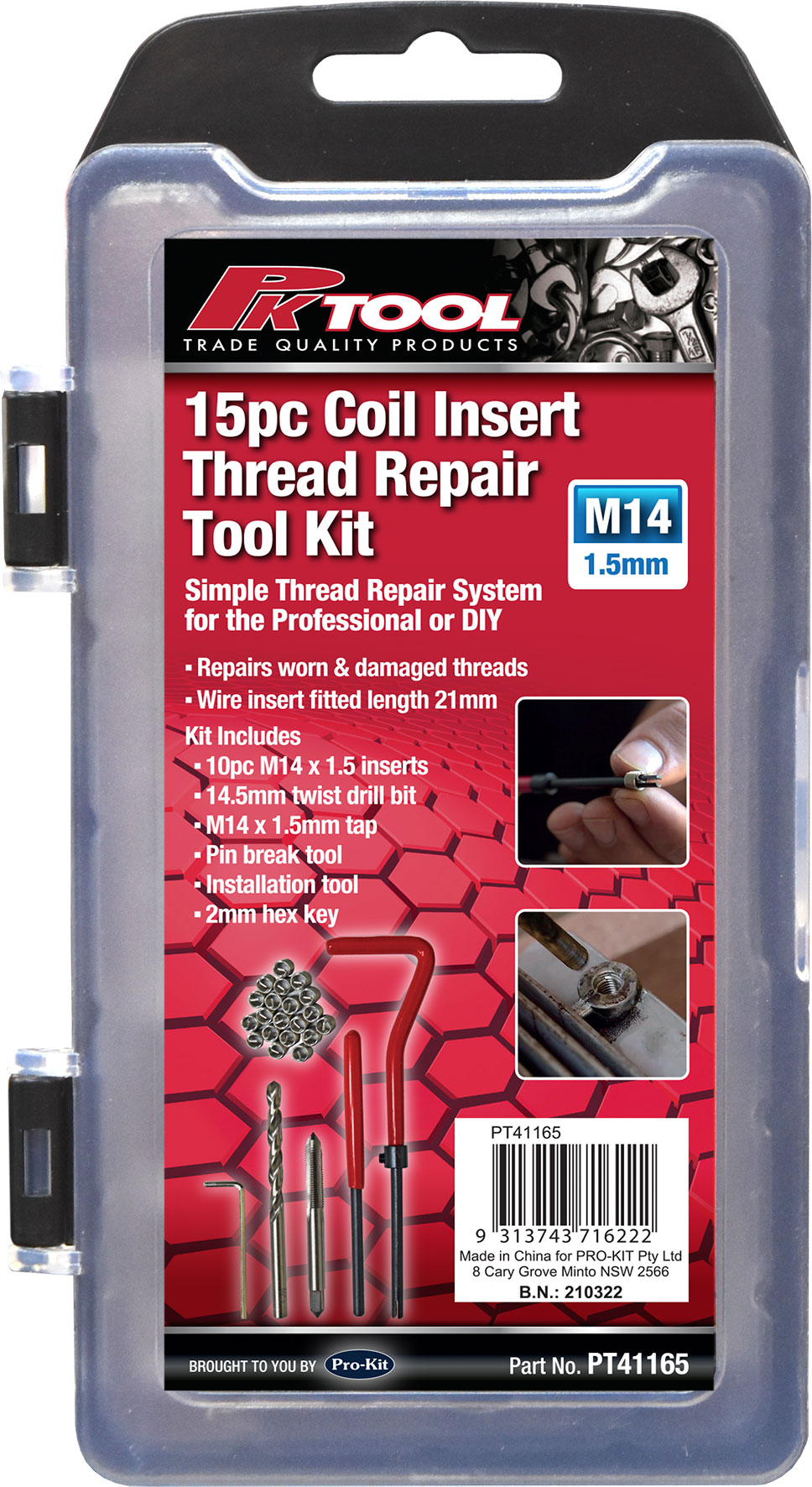 15pc M14 COIL INSERT THREAD REPAIR TOOL SET