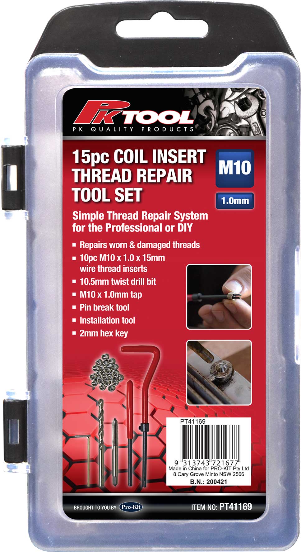 15pc COIL INSERT  THREAD REPAIR  TOOL SET 1MM