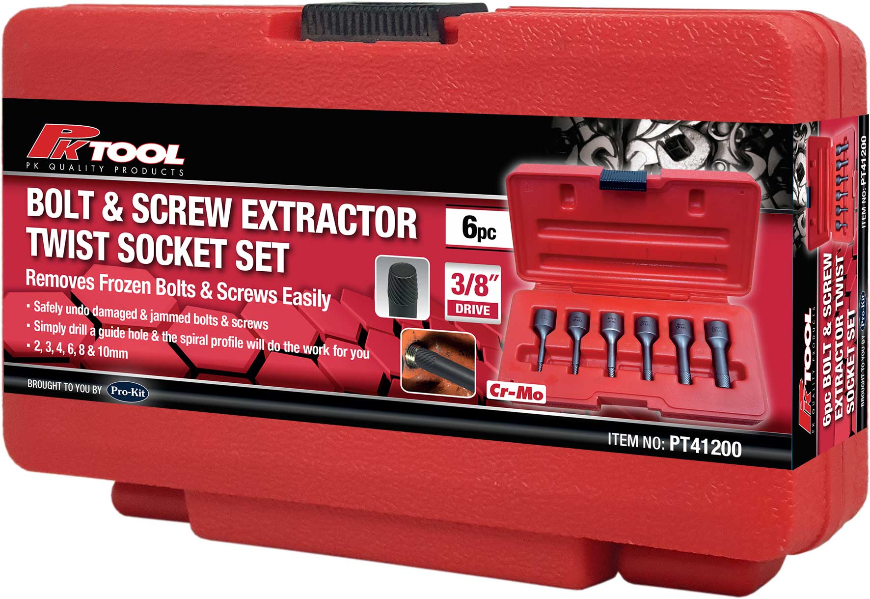 6pc 3/8” Dr Bolt & Screw Extractor Twist Socket Set