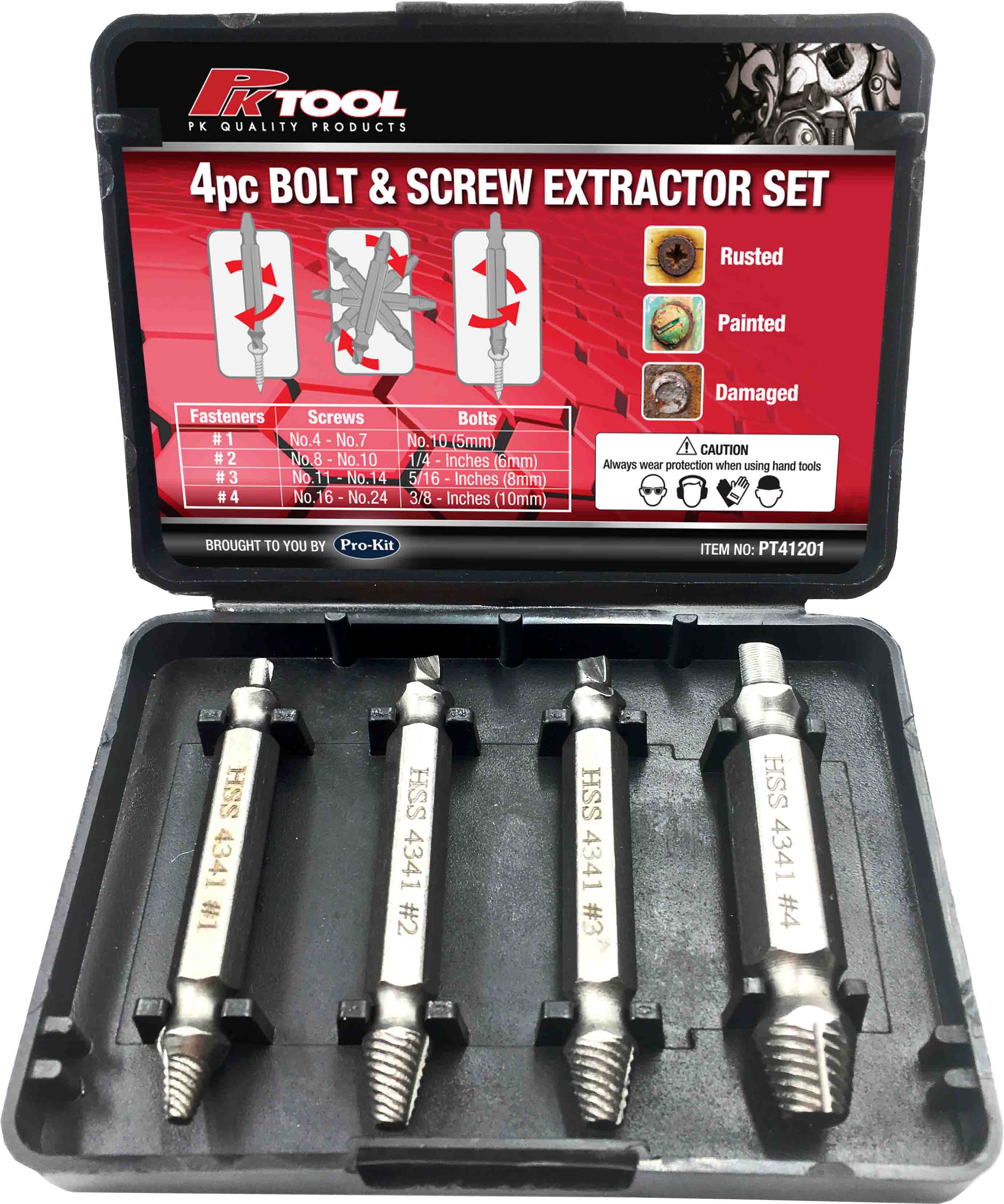 4pc Bolt & Screw Extractor Set