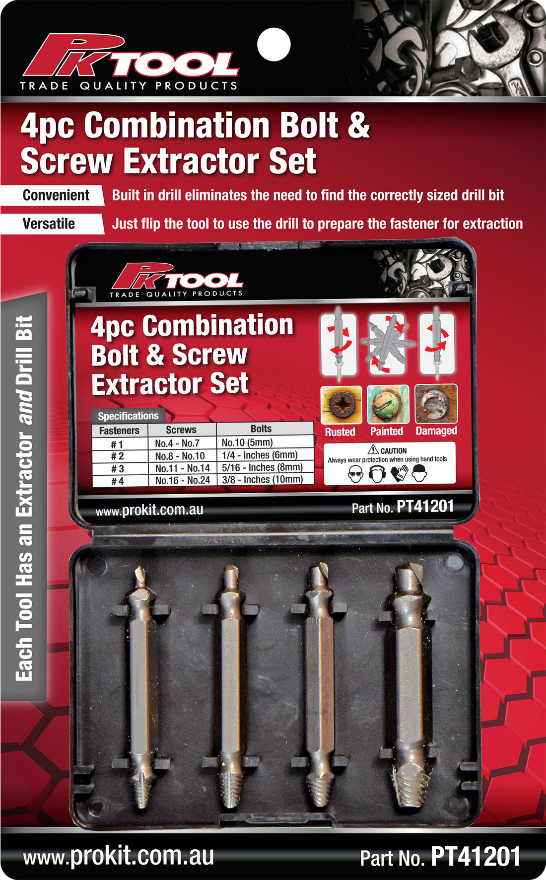 4pc Bolt & Screw Extractor Set