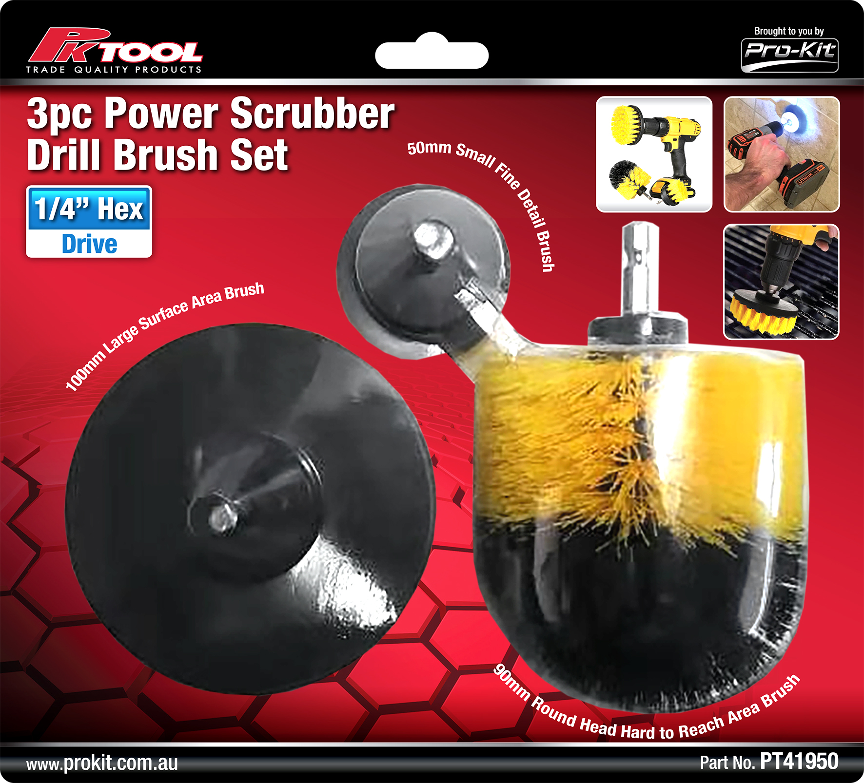 3pc POWER SCRUBBER DRILL BRUSH SET
