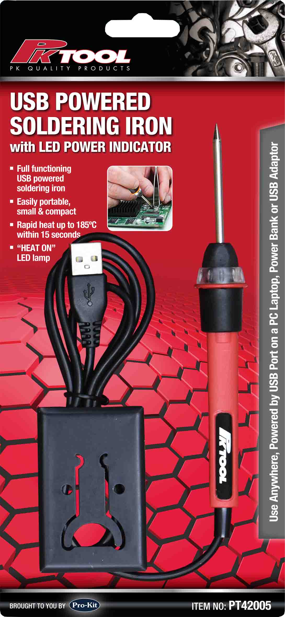 USB POWERED SOLDERING IRON with LED POWER INDICATOR