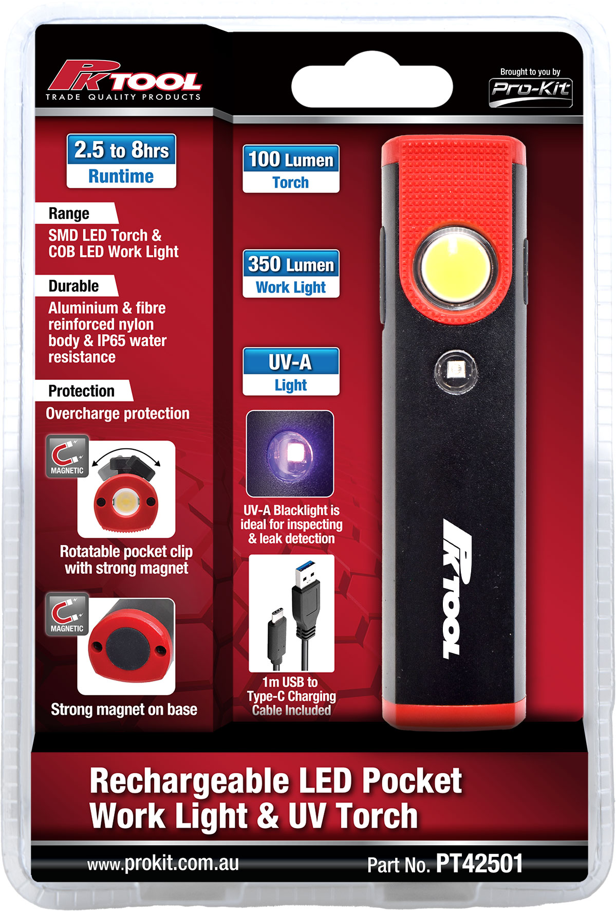 Rechargeable LED Pocket Work Light & UV Torch