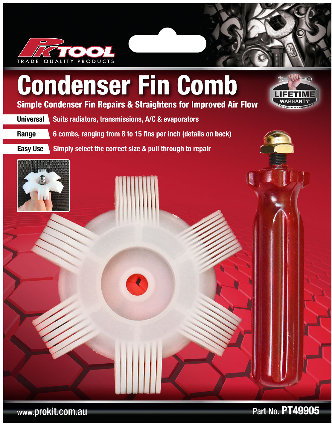 CONDENSER FIN COMB – WITH 8, 9, 10, 12, 14 & 15 FINS PER “