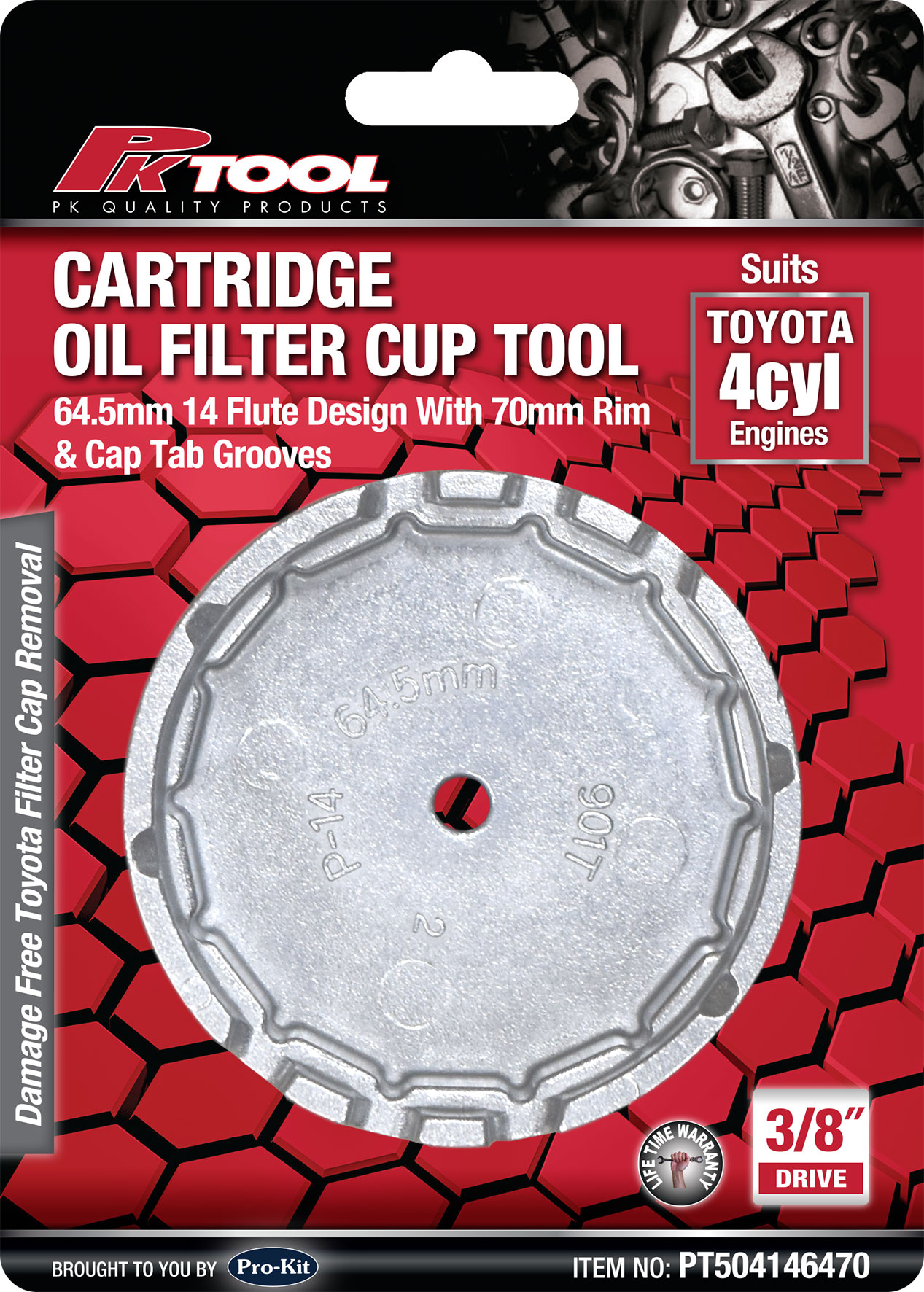 3/8˝ DR CARTRIDGE OIL FILTER CUP TOOL