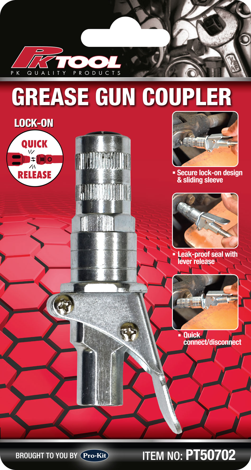 QUICK RELEASE LOCK-ON GREASE GUN COUPLER NOZZLE