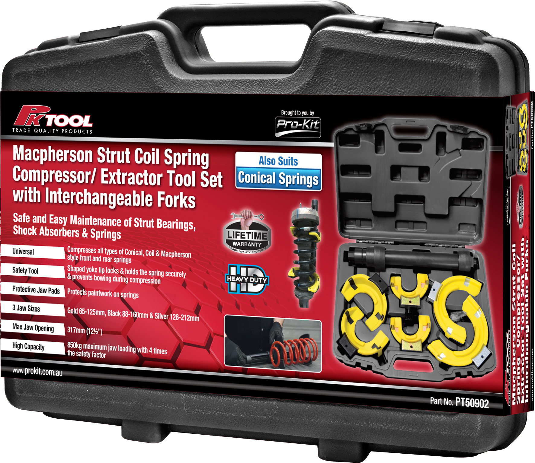 Macpherson Strut Coil Spring Compressor/ Extractor Tool Set with Interchangeable Forks