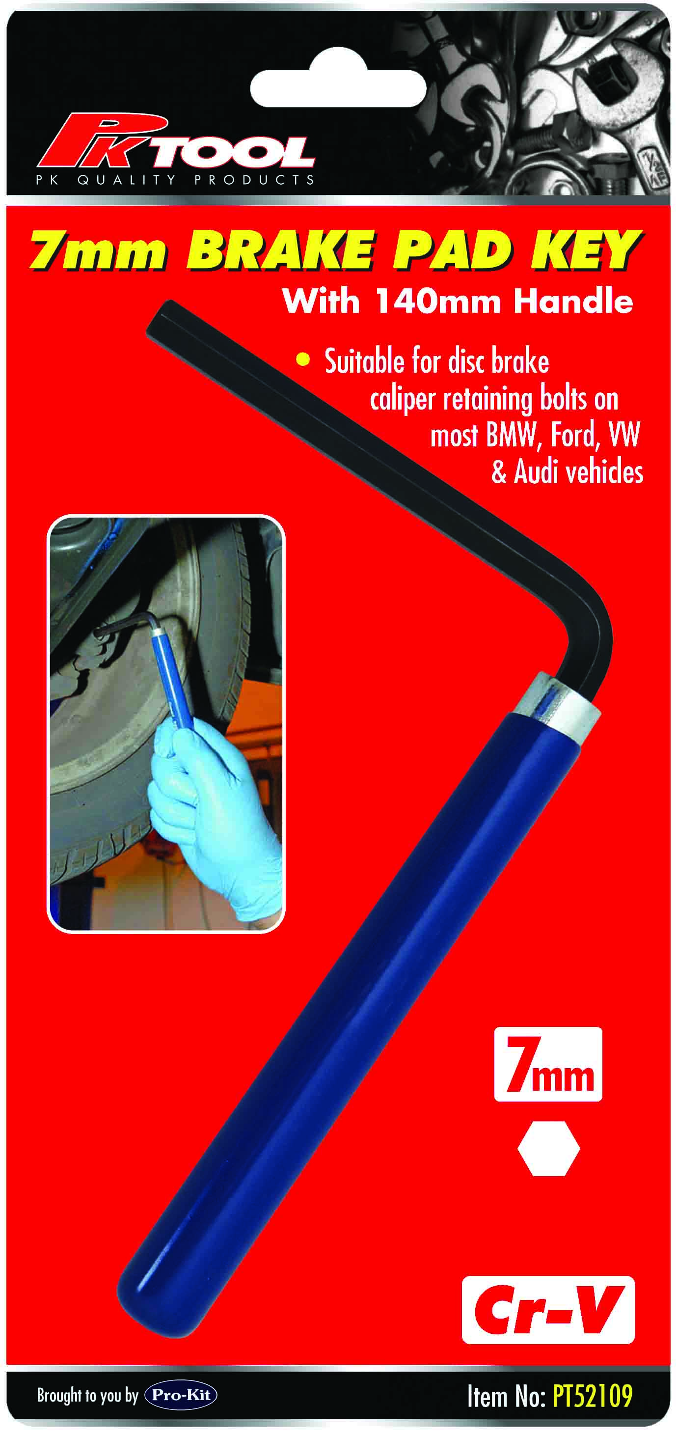 7mm Hex Brake Pad Key with 140mm Handle