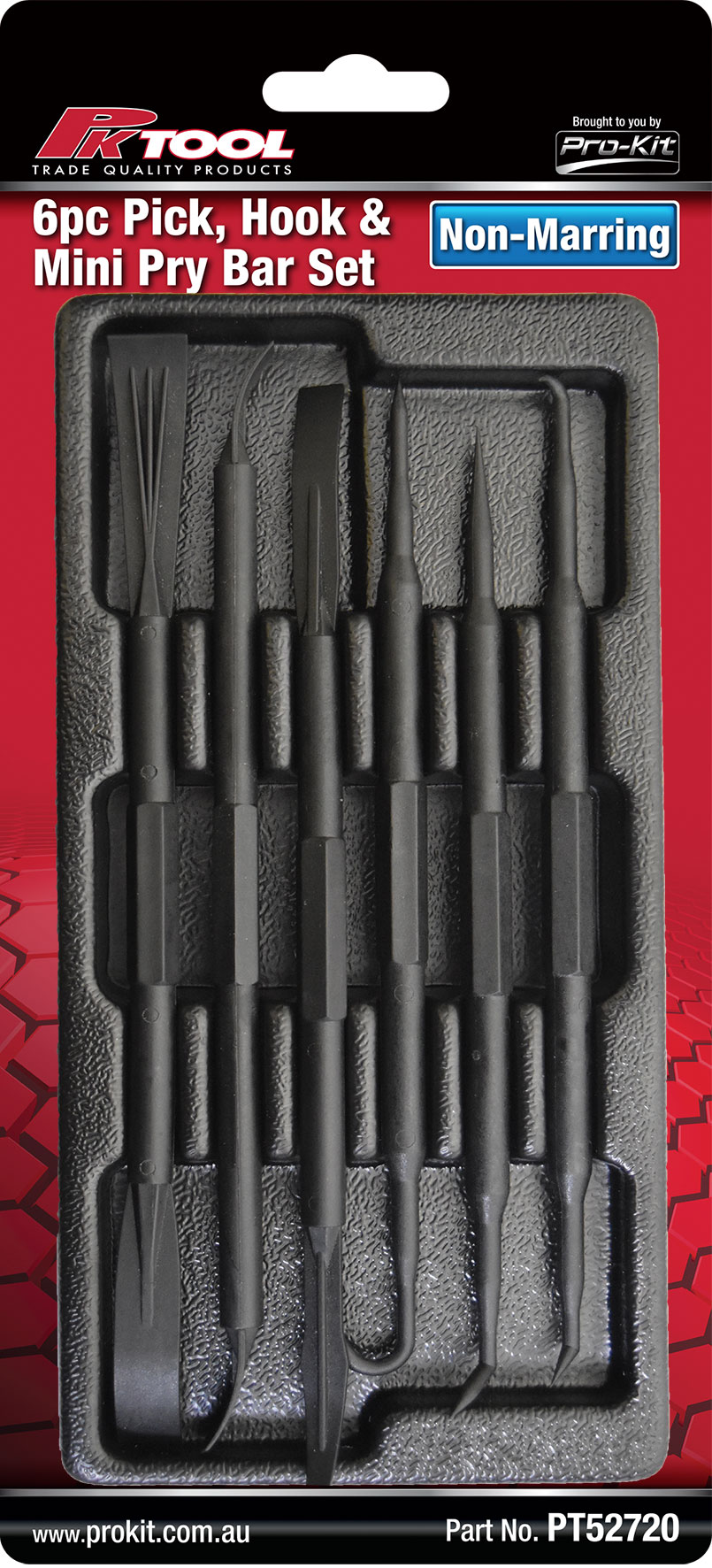6pc Non-Marring Pick, Hook & Mini Pry Bar Set