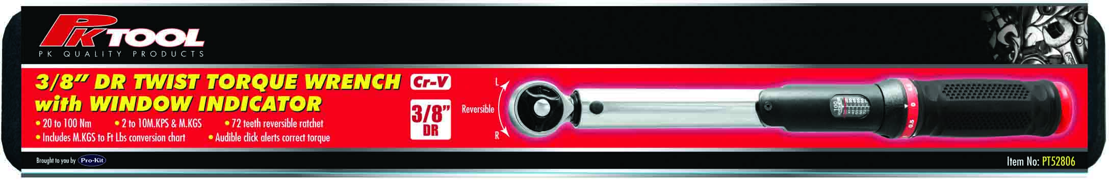 3/8″ DR Cr-V TWIST TORQUE WRENCH with WINDOW STRIP INDICATOR