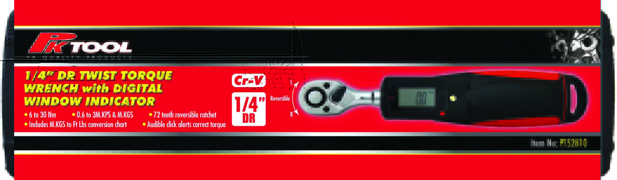 1/4″ DR Cr-V DIGITAL TORQUE WRENCH with WINDOW INDICATOR