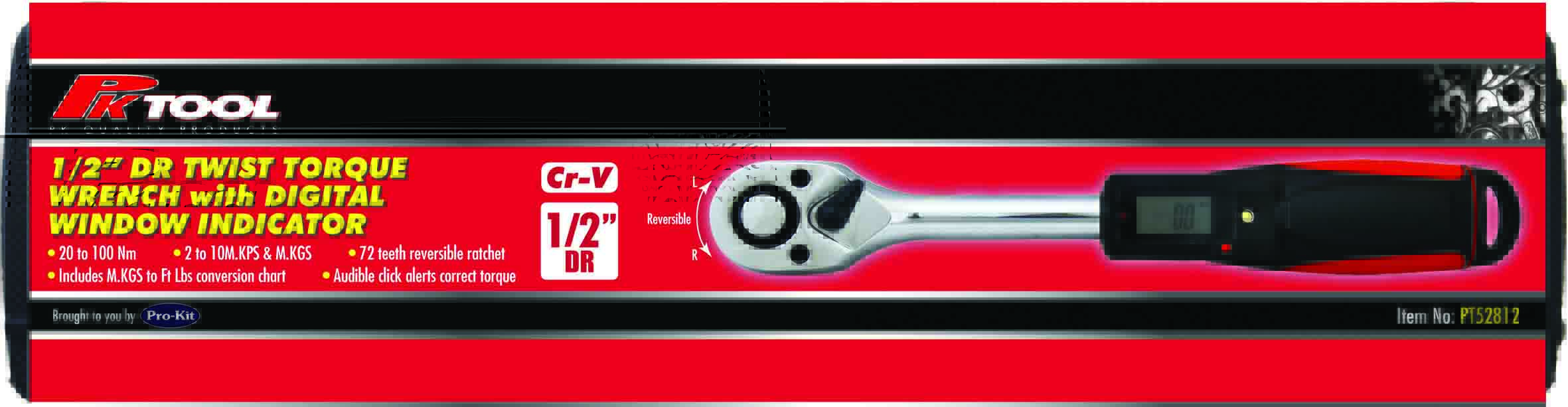 1/2″ DR Cr-V DIGITAL TORQUE WRENCH with WINDOW INDICATOR