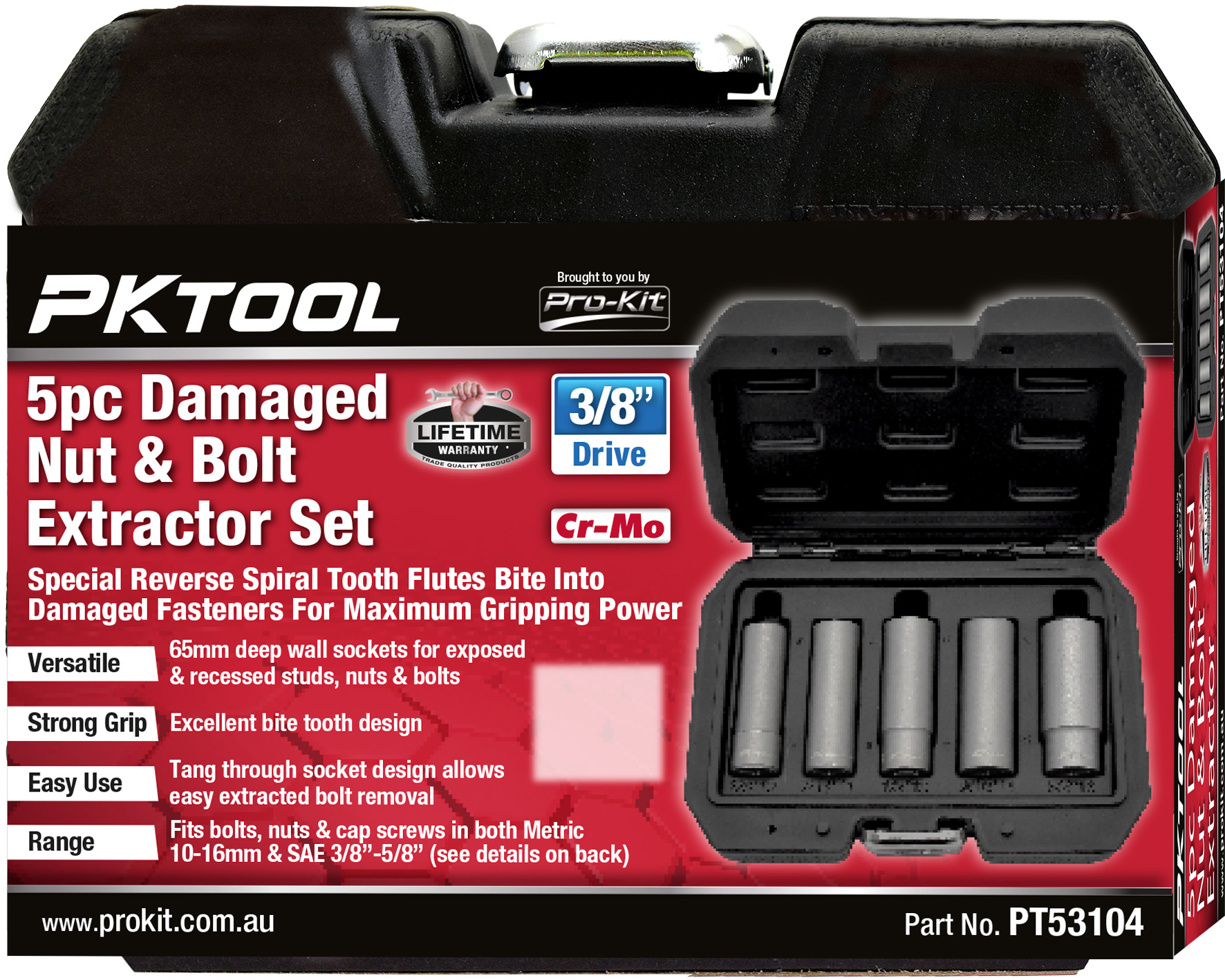 5pc 3/8” Dr Damaged Nut & Bolt Extractor Set
