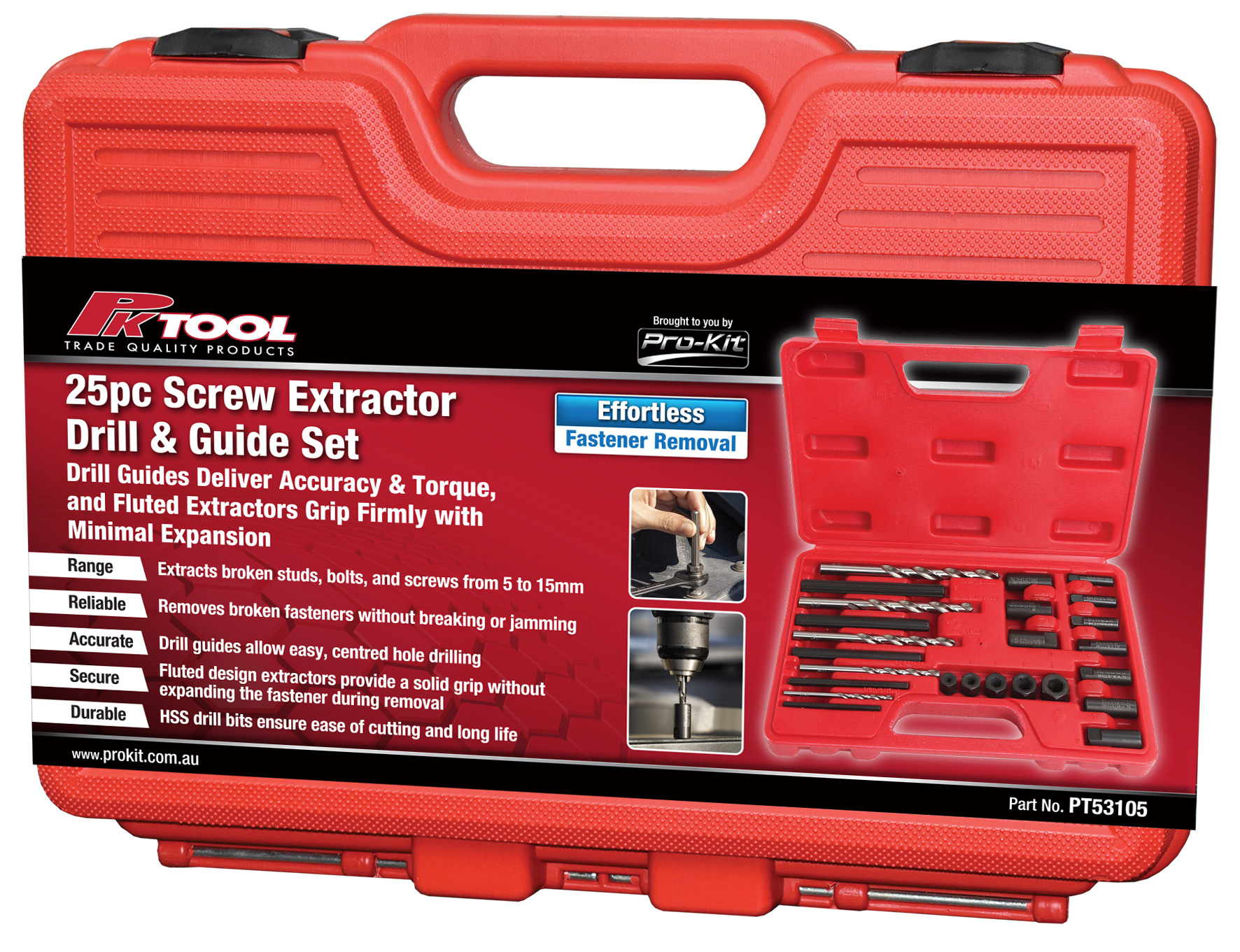 25pc Screw Extractor Drill & Guide Set