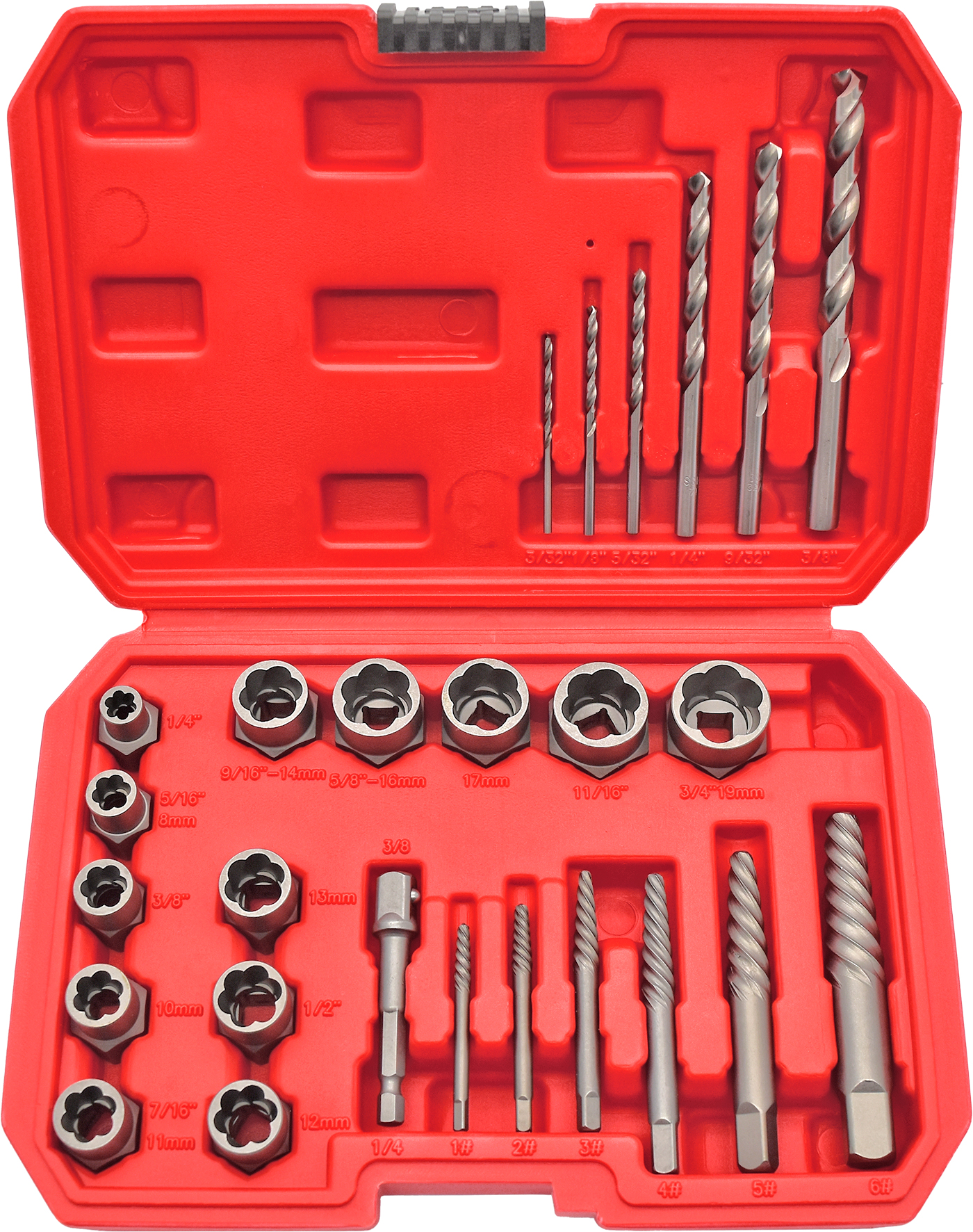 26pc Screw & Bolt Extractors with Drill Bits