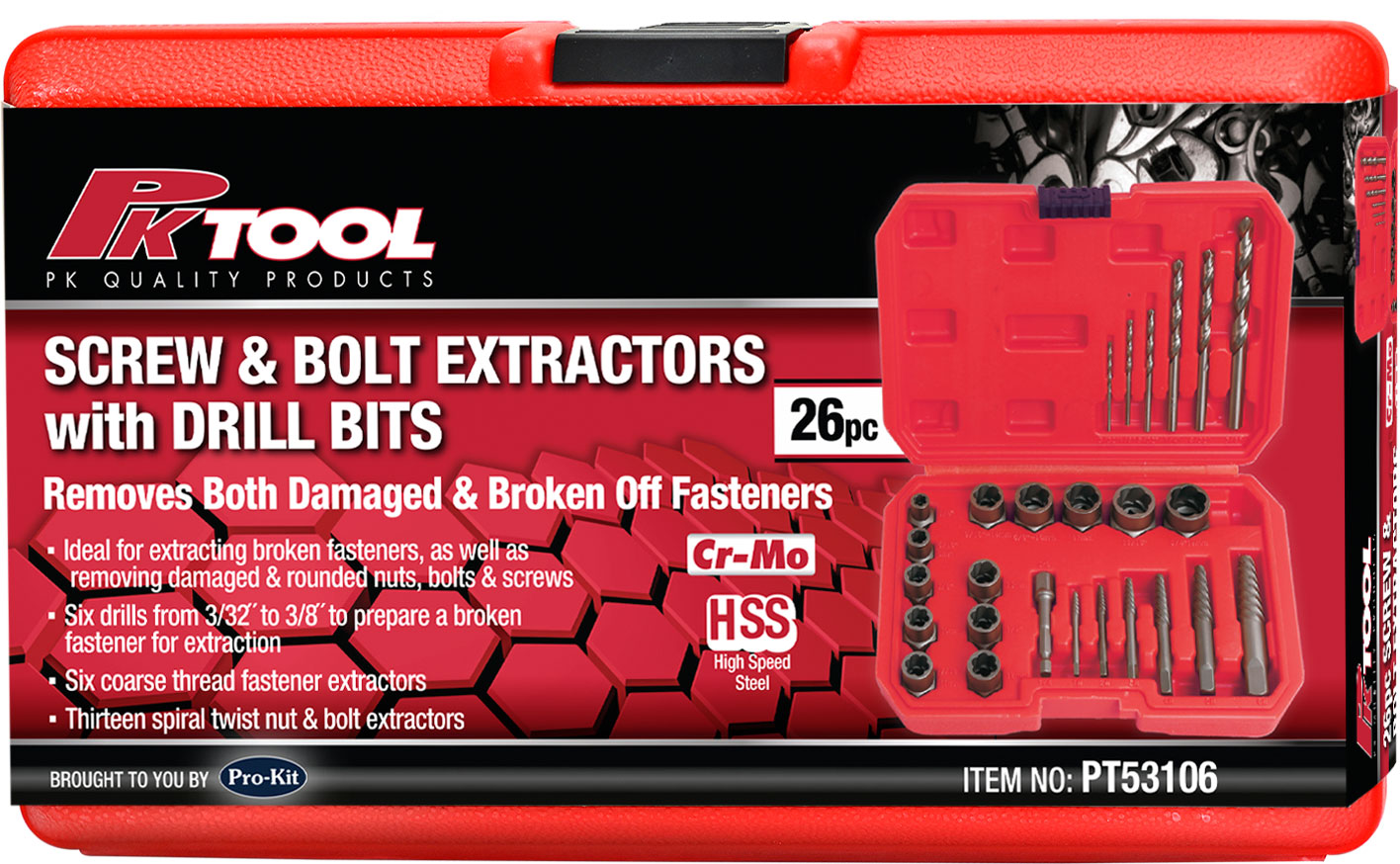 26pc Screw & Bolt Extractors with Drill Bits