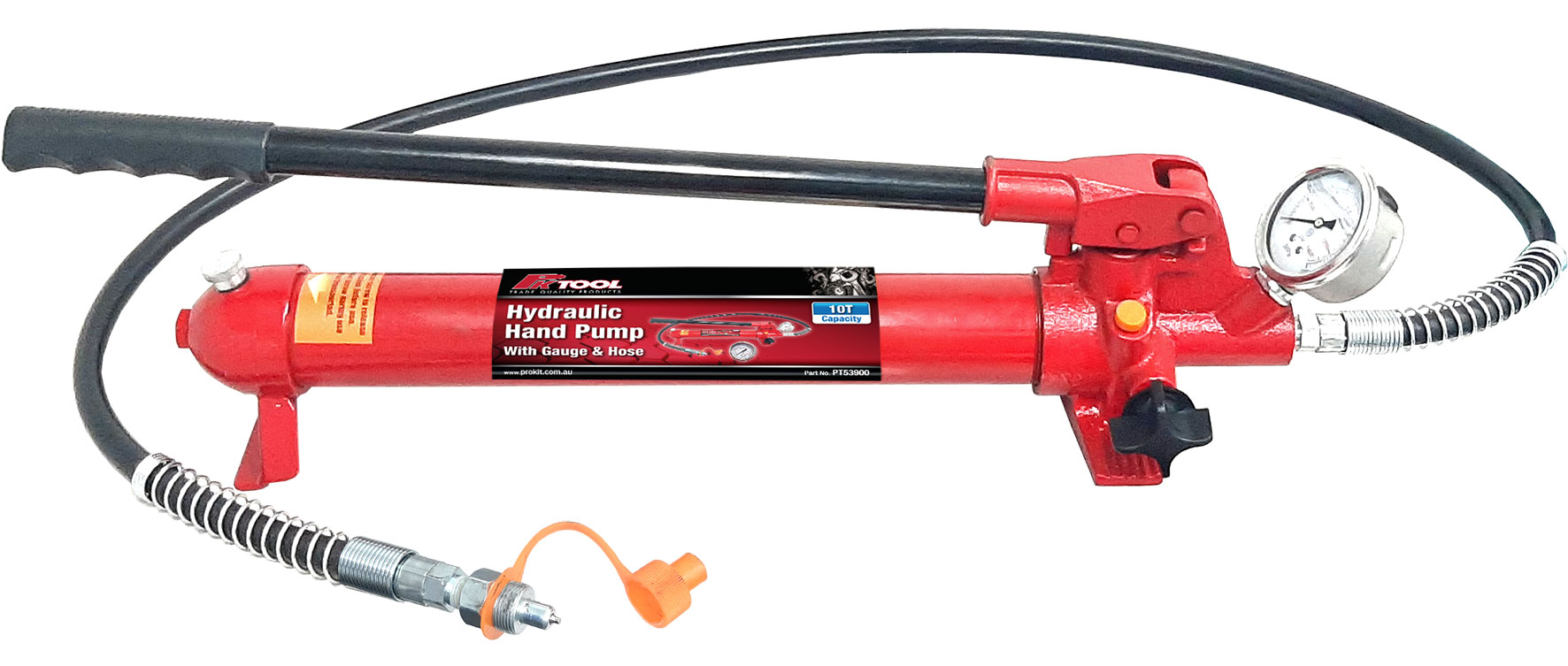 10T Hydraulic Hand Pump with Gauge & Hose