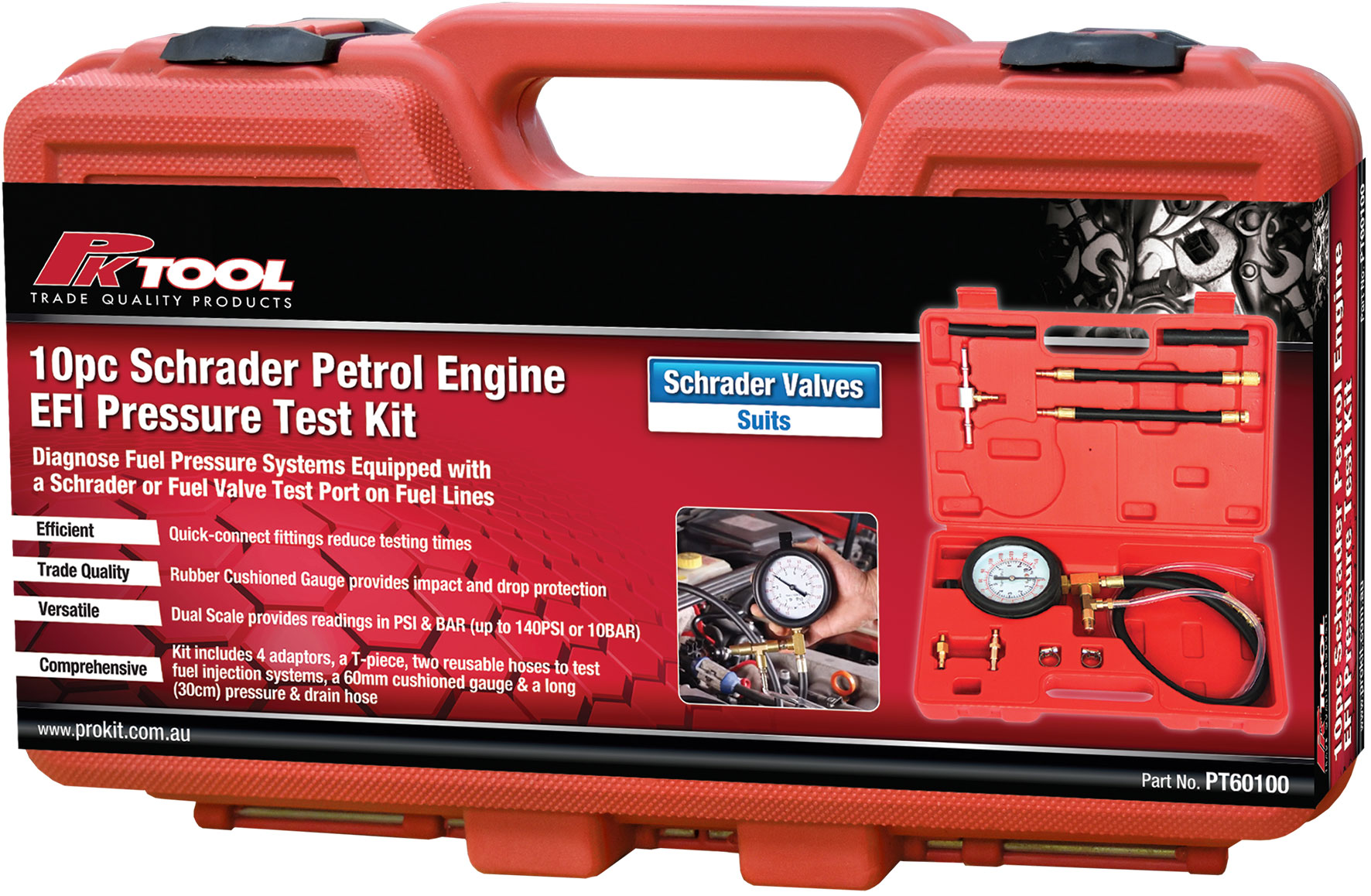 10pc SCHRADER EFI PRESSURE TESTER KIT