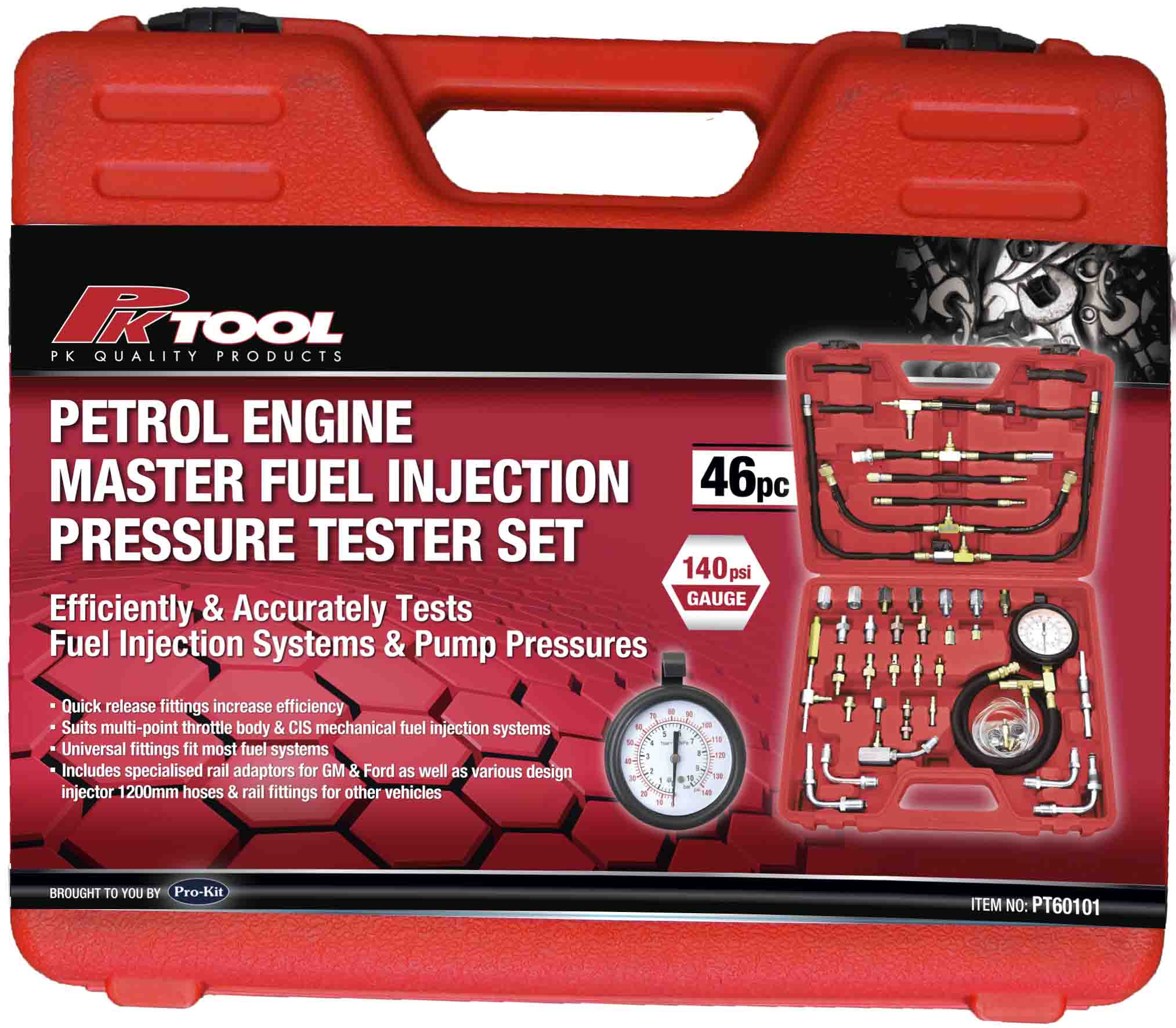 46pc MASTER KIT PETROL ENGINE FUEL INJECTION PRESSURE TESTER SET