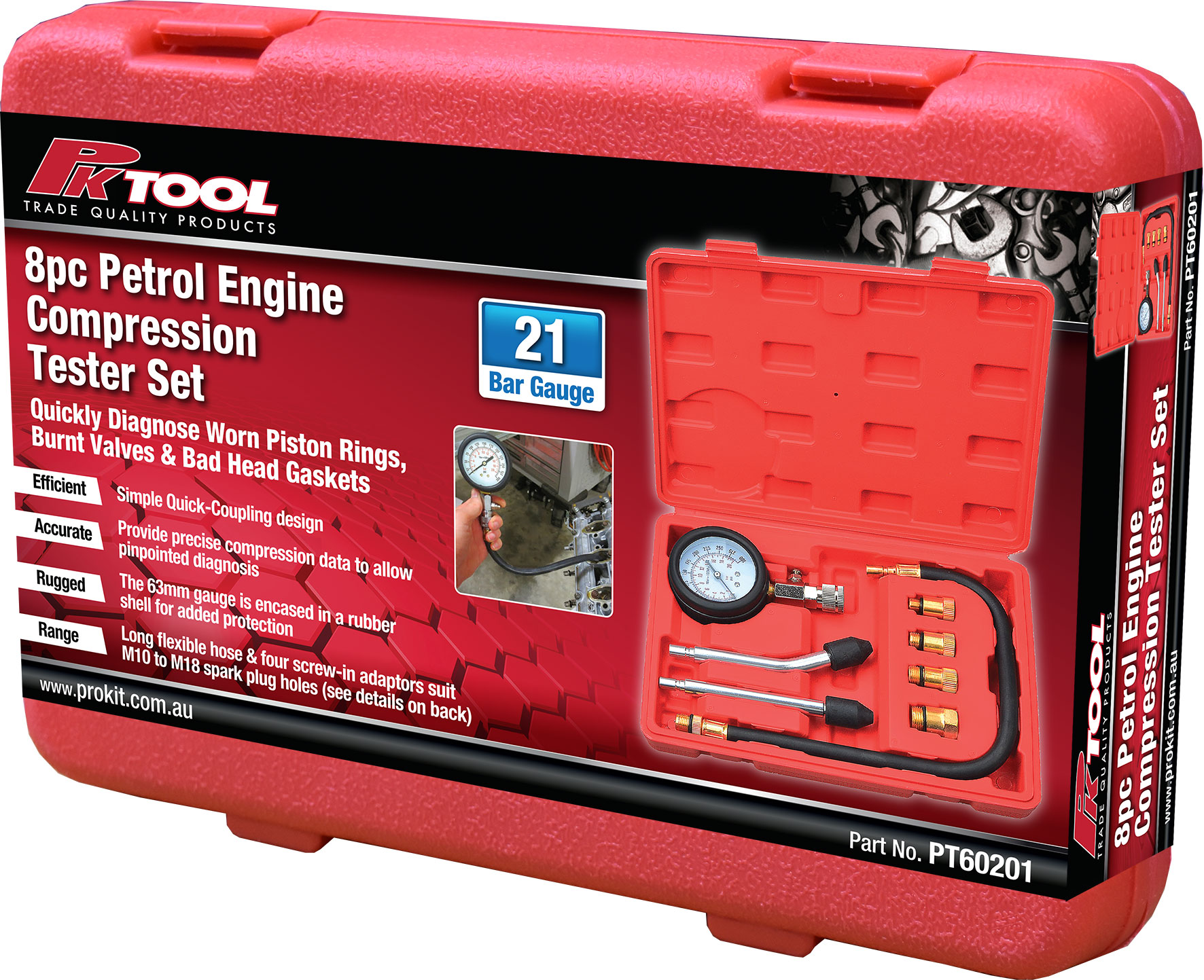 8pc PETROL ENGINE COMPRESSION TESTER SET