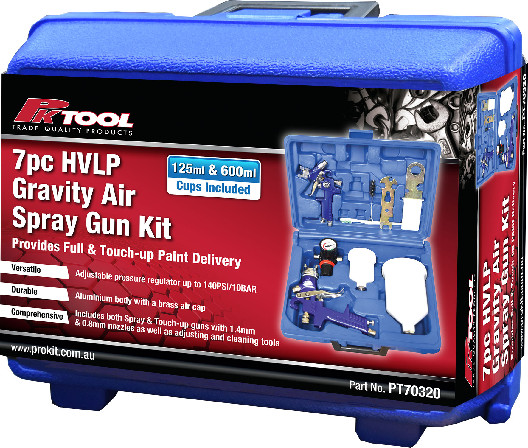 7pc HVLP Gravity Air  Spray Gun Kit