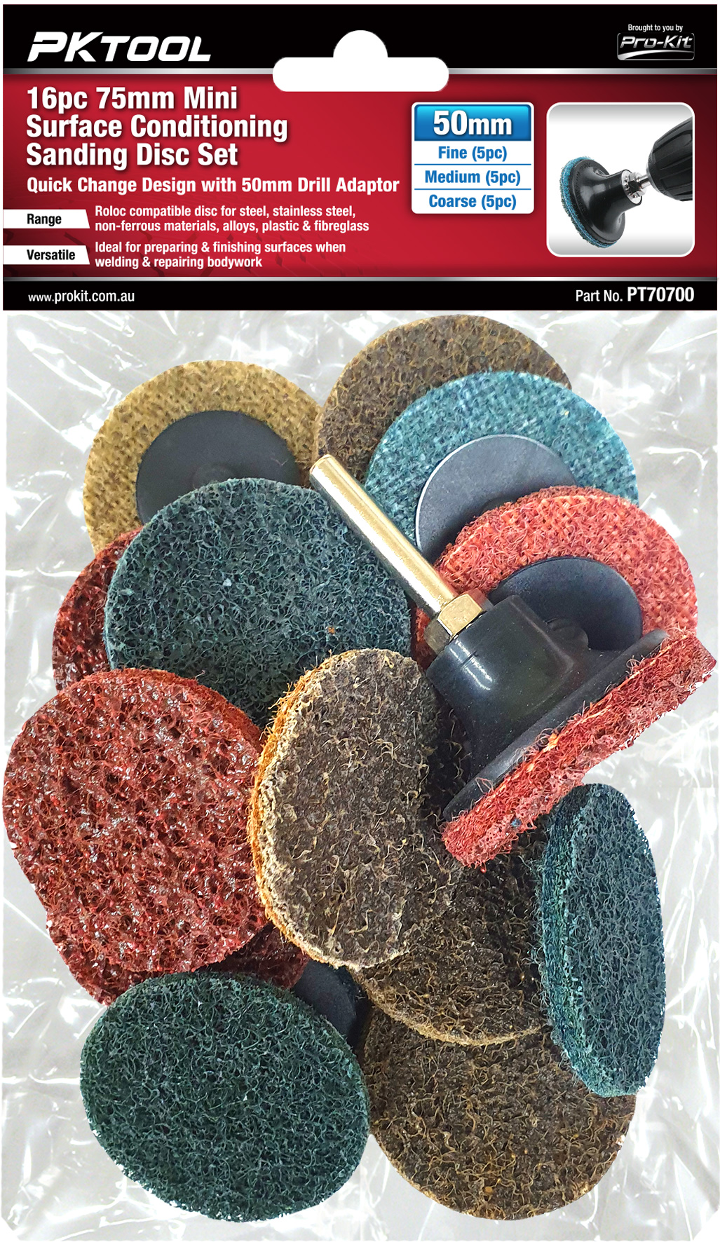16pc 75mm Mini Surface Conditioning Sanding Disc Set