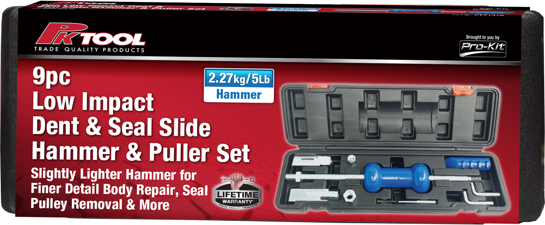 9pc Low Impact Dent & Seal Slide Hammer & Puller Set