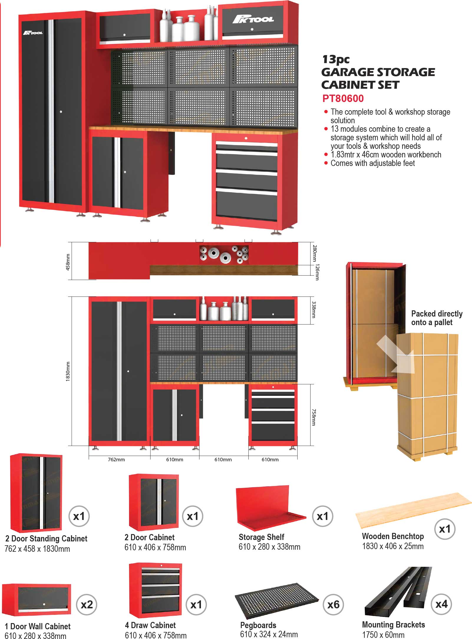 13pc GARAGE STORAGE CABINET SET