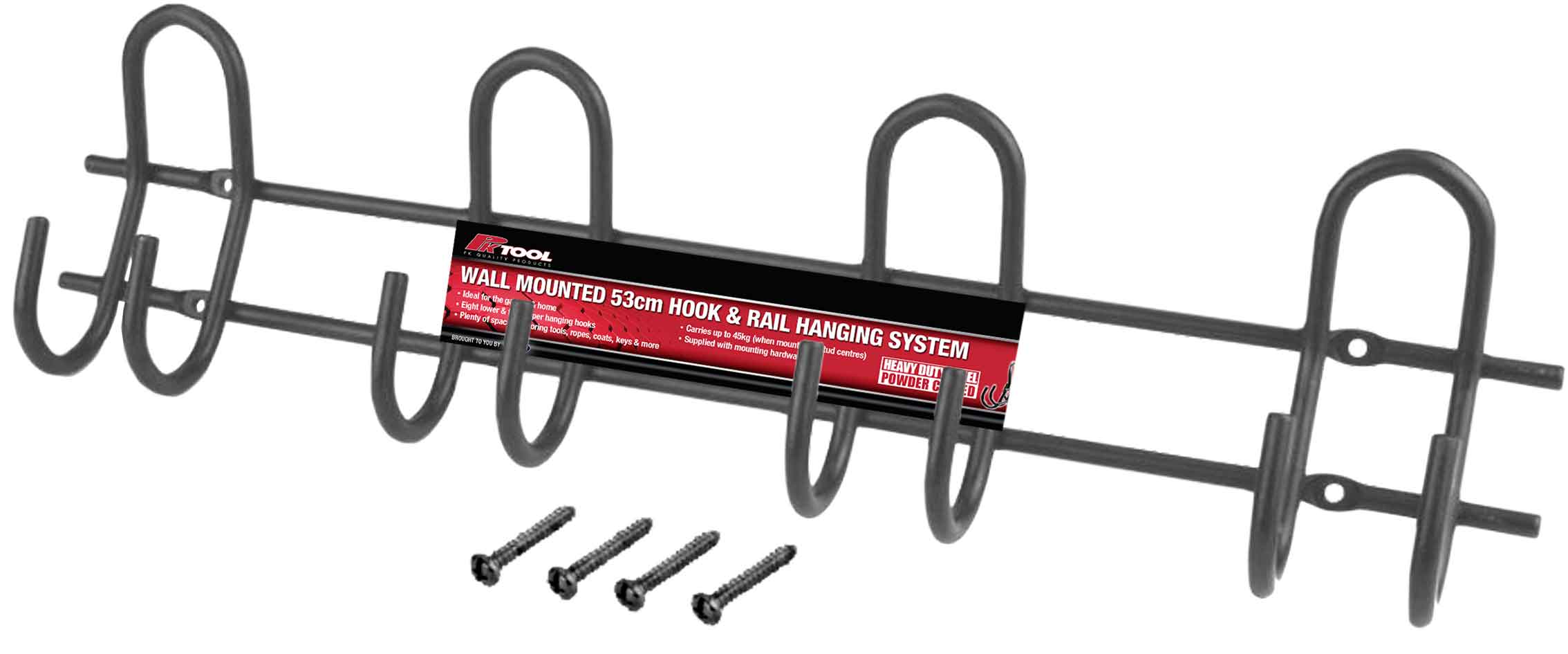 530mm Wall Mounted Hook & Rail Hanging System