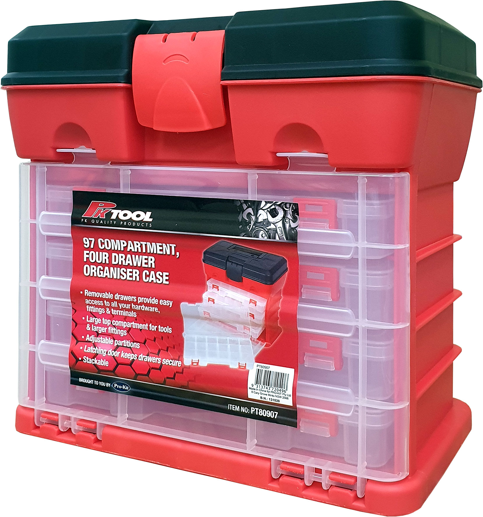 97 Compartment, Four Drawer Organiser Case