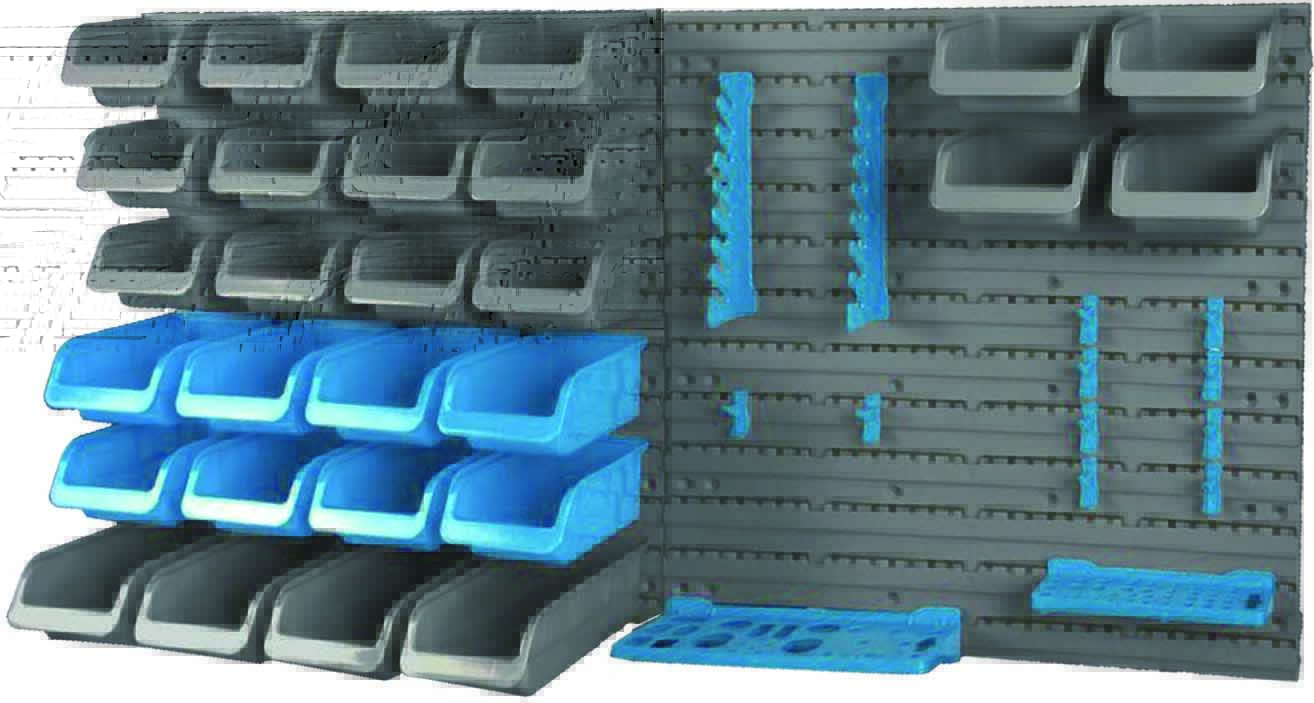 Multi Functional Hi-Density Plastic Wall Mounted with 43pc Storage Bins & Tool Holders