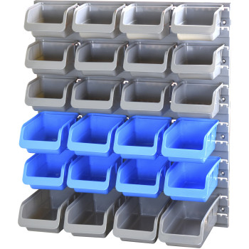 Multi Functional Hi Density Plastic Wall Mounted with 25pc Mixed Storage Bins