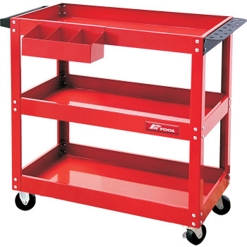 Professional Three Shelf 100kg Capacity Workshop & Warehouse Trolley with 3 Steel Pockets