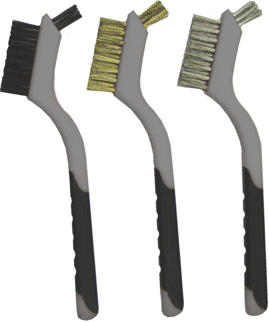3pc 20cm Mini Mixed Wire Brush Set With Finebrush Tip