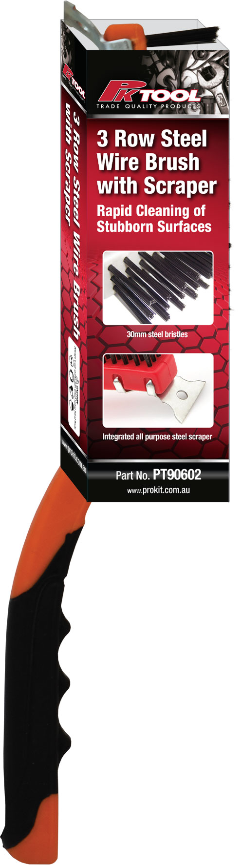 35cm 3 Row Steel Wire Brush with Scraper