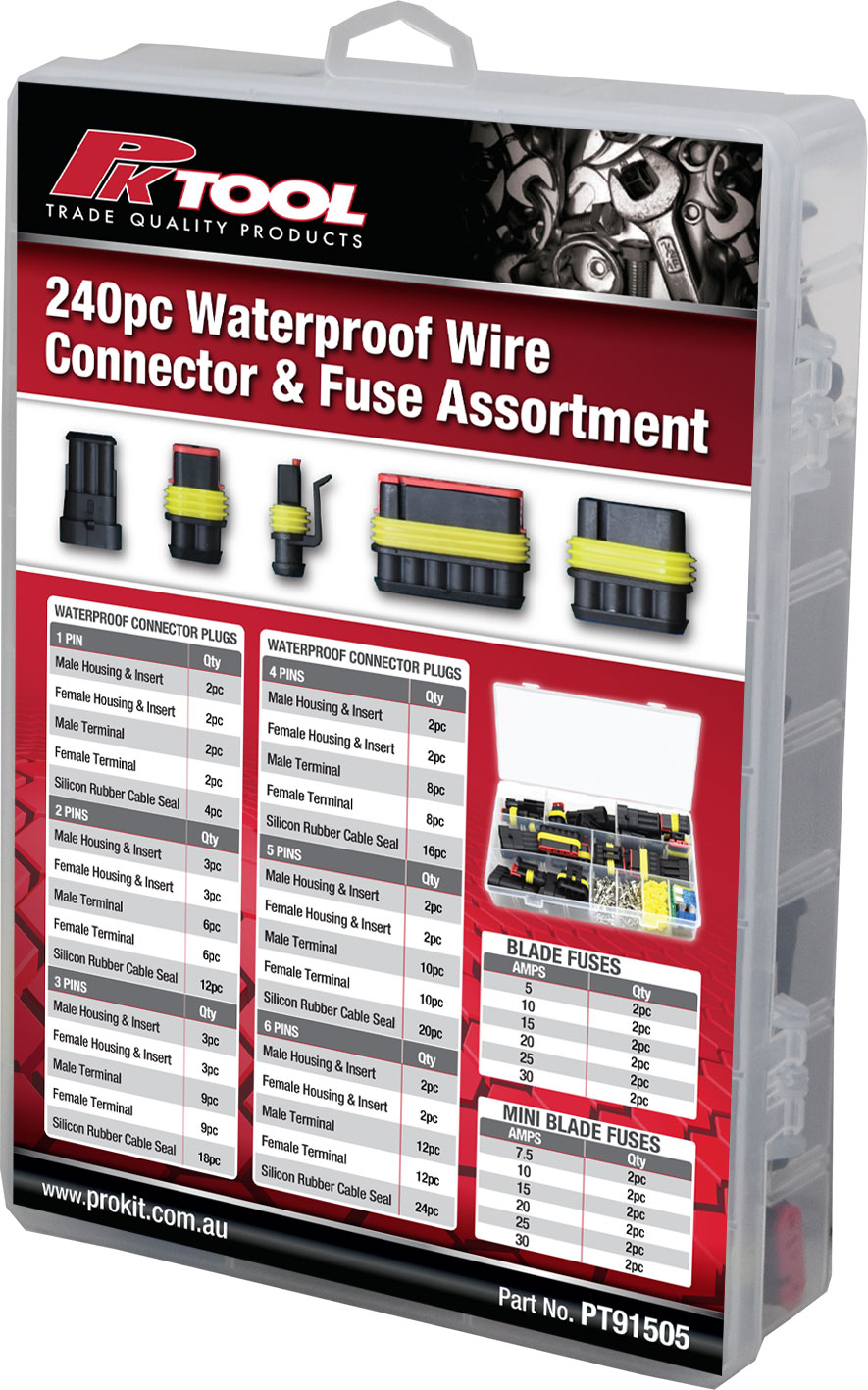240pc Waterproof Wire Connector & Fuse Assortment