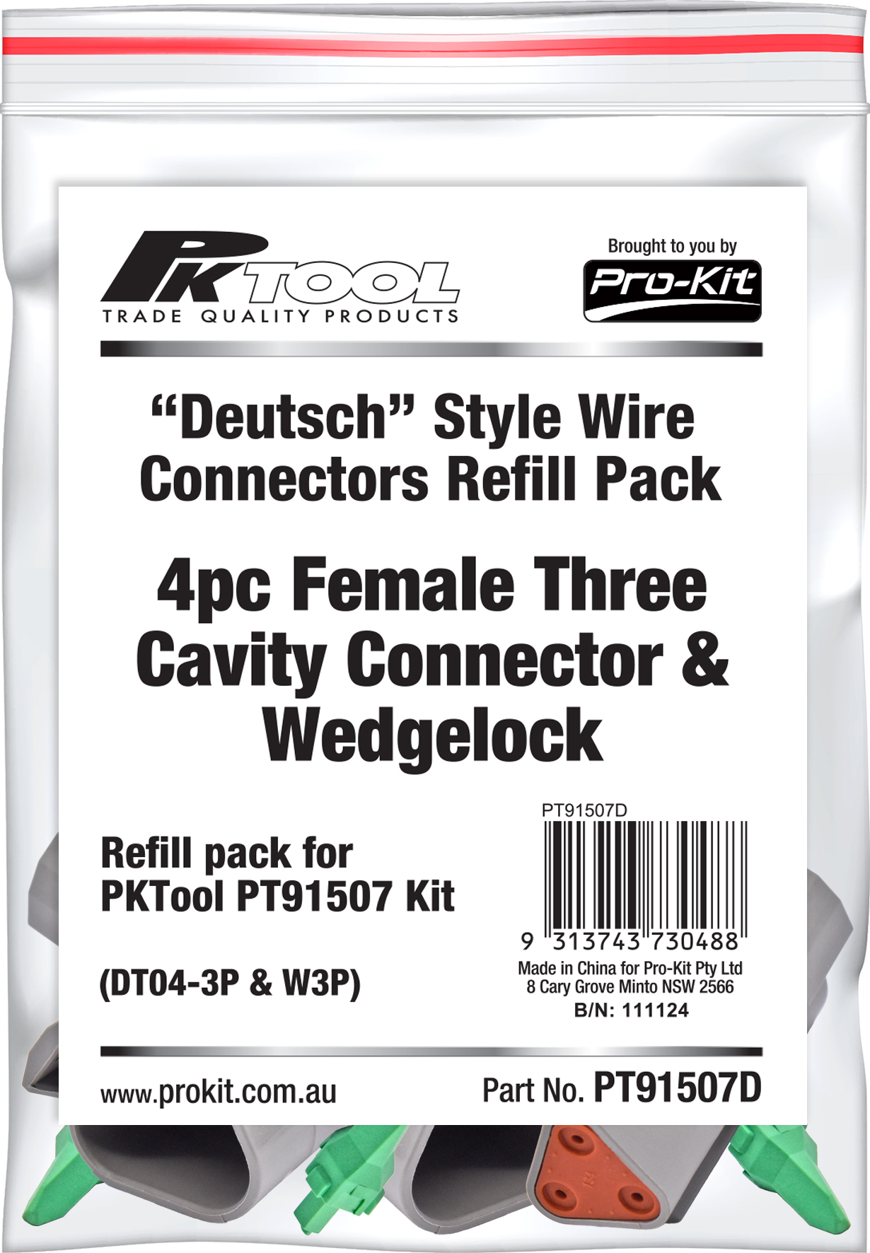 4pc Female Three Cavity  Connector & Wedgelock