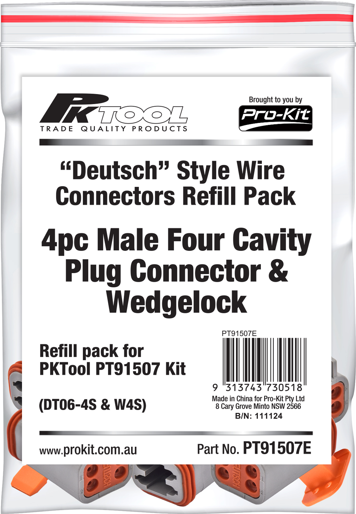 4pc Male Four Cavity Plug  Connector & Wedgelock