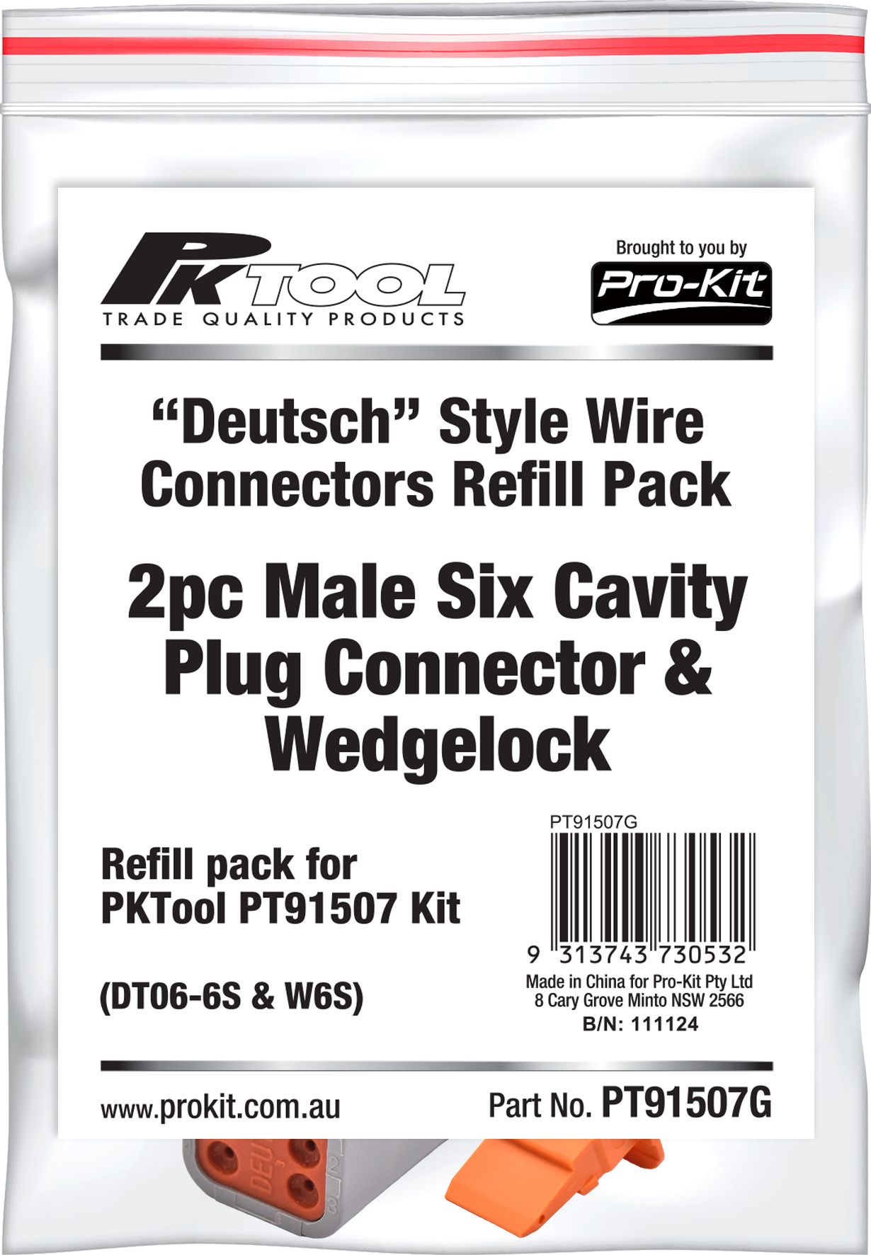 1pc Male Six Cavity Plug  Connector & Wedgelock