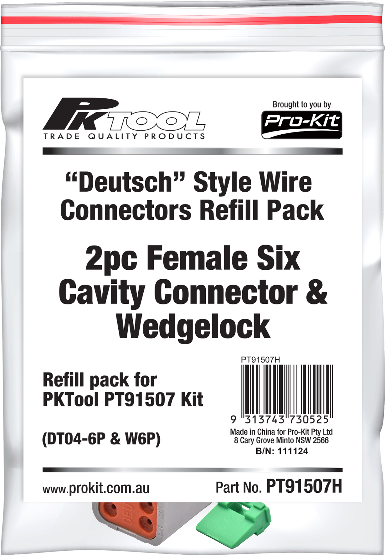 1pc Female Six Cavity  Connector & Wedgelock
