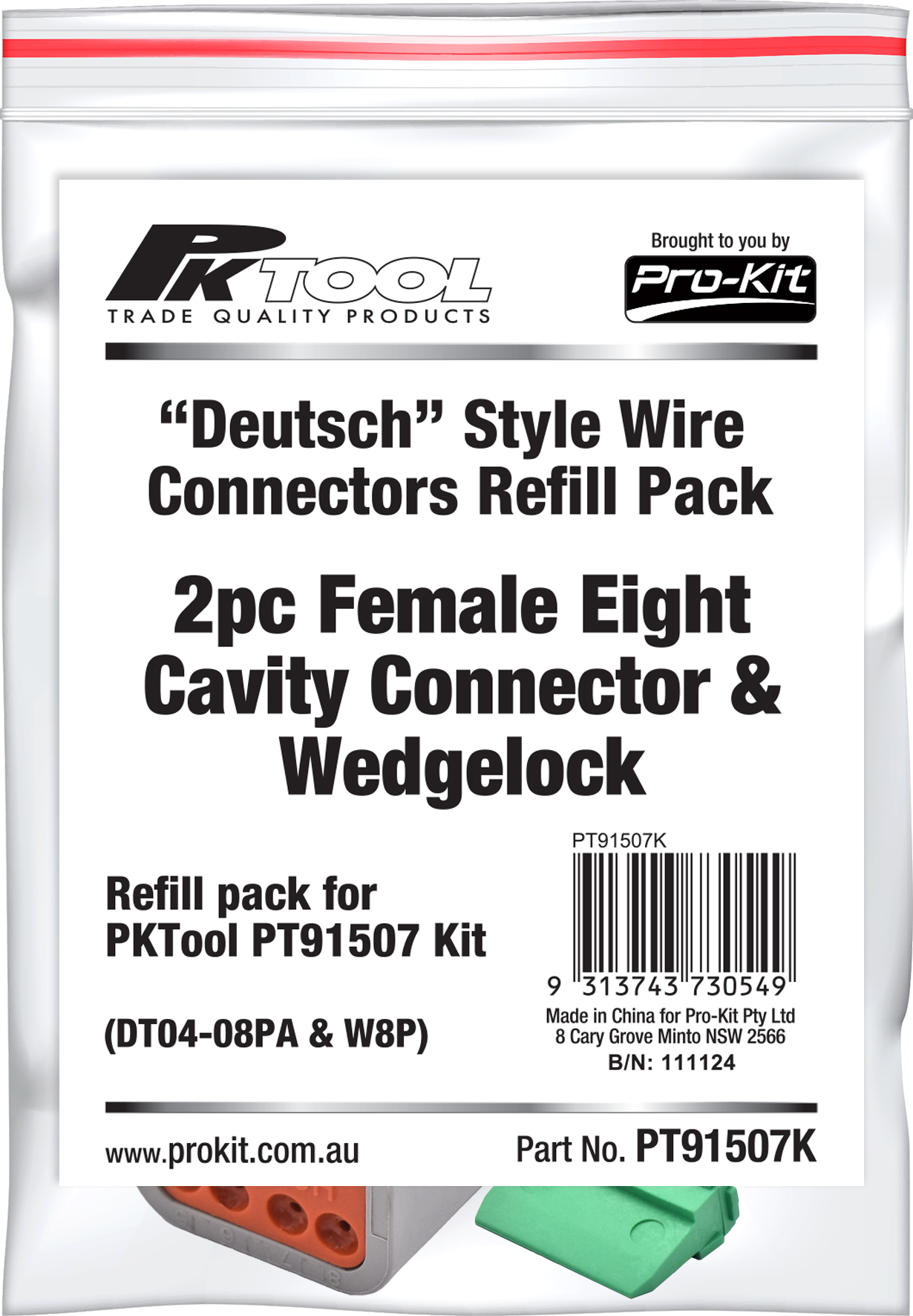 1pc Female Eight Cavity Connector  & Wedgelock
