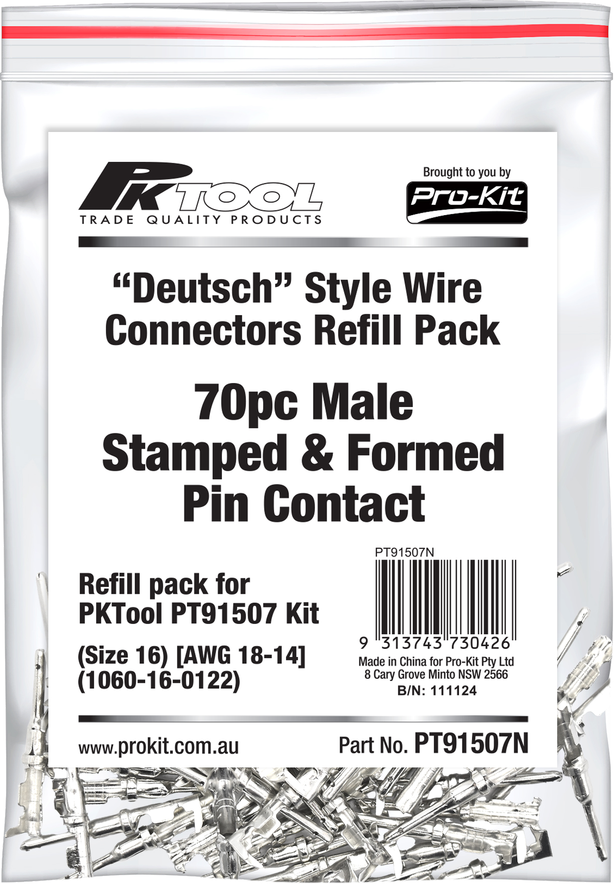 70pc Male Stamped & Formed Pin Contact (AWG 18-14)