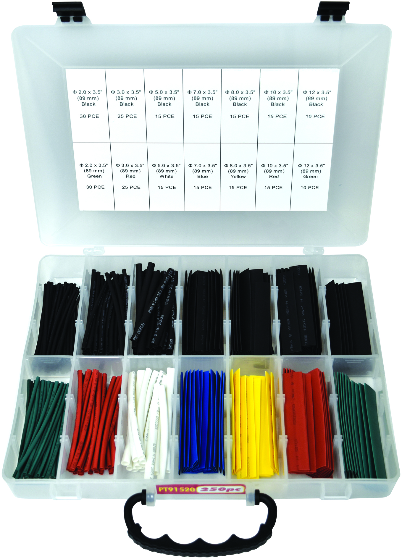 250pc MULTI-COLOURED HEAT SHRINK TUBE