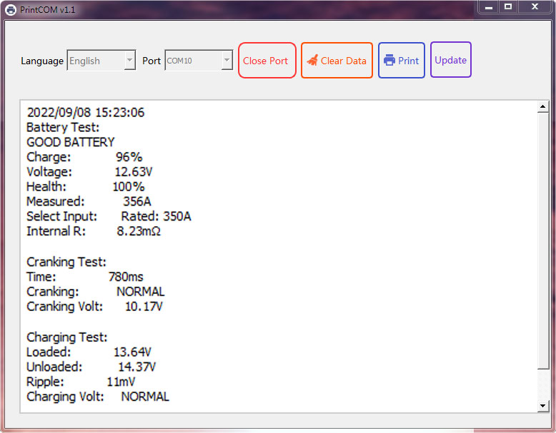 12V/24v Electronic Battery Tester & Analyzer with Built-In Thermal Printer