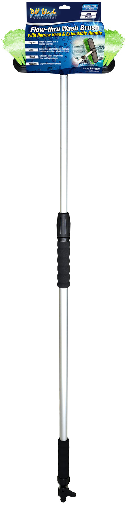 BRUSH – FLOW THROUGH BRUSH HEAD WITH WIDER BRISTLE PAD & EXTENDABLE HANDLE 90 -150cm