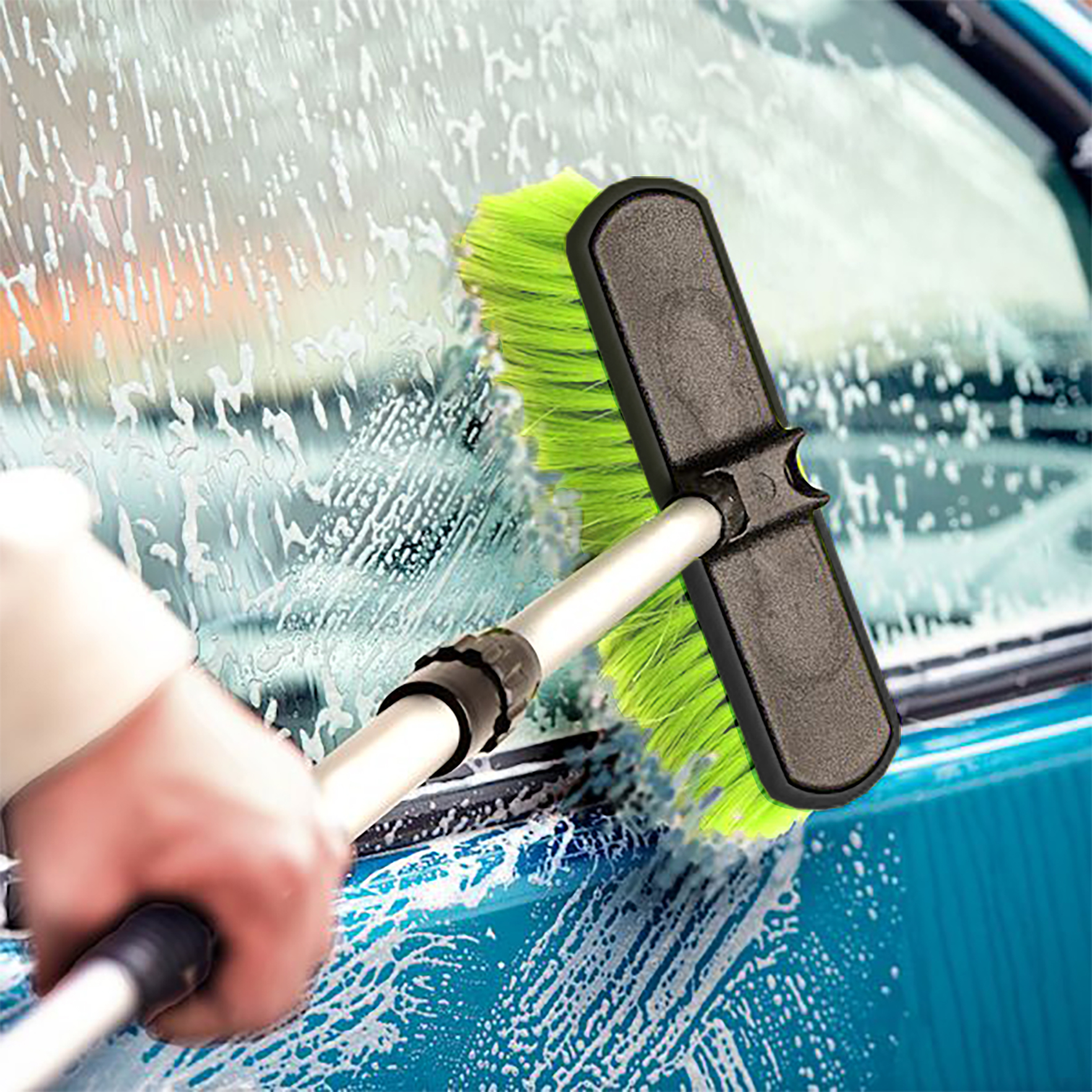 BRUSH – FLOW THROUGH BRUSH HEAD WITH WIDER BRISTLE PAD & EXTENDABLE HANDLE 90 -150cm