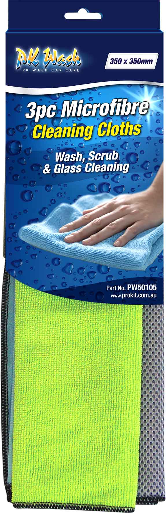 TOWELS – 3pc MICROFIBRE GLASS WASH & SCRUB TOWELS 350MM (14”)