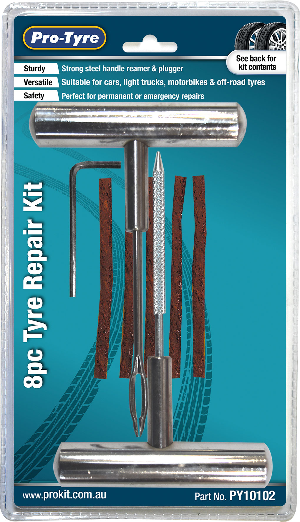 8pc STEEL HANDLE TYRE REPAIR KIT
